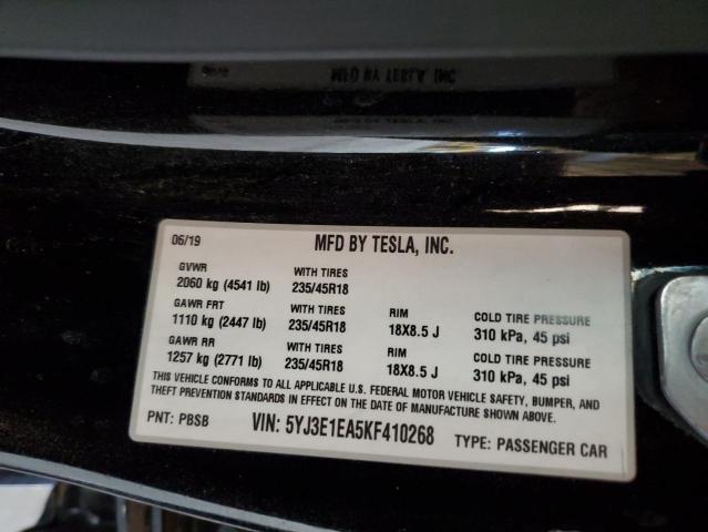 2019 TESLA MODEL 3 5YJ3E1EA5KF410268