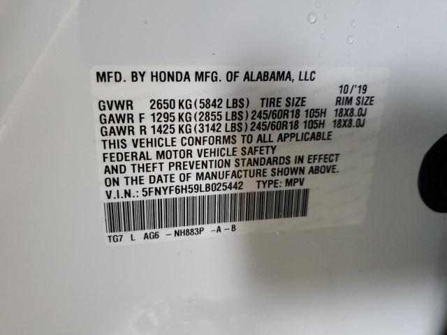 2020 HONDA PILOT EXL - 5FNYF6H59LB025442