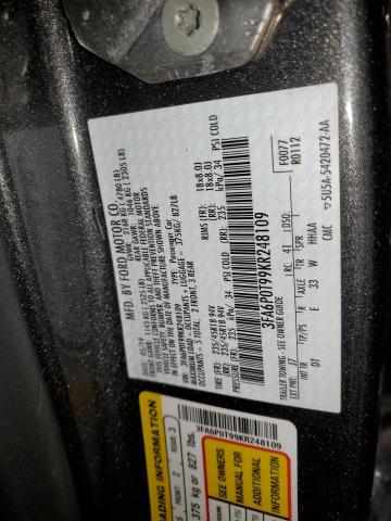 2019 FORD FUSION SE - 3FA6P0T99KR248109