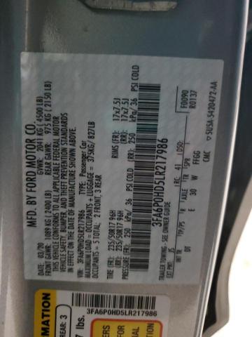 2020 FORD FUSION SE 3FA6P0HD5LR217986