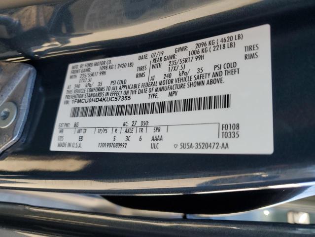 2019 FORD ESCAPE SEL - 1FMCU0HD4KUC57355