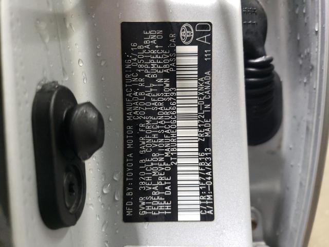 2016 TOYOTA COROLLA L - 2T1BURHE0GC666793