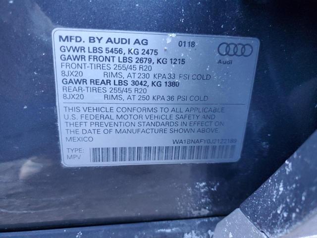 2018 AUDI Q5 PREMIUM WA1BNAFY0J2122189