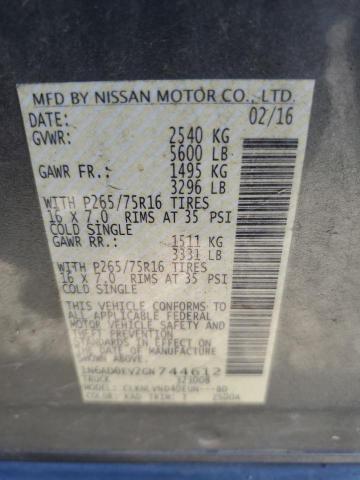 2016 NISSAN FRONTIER S 1N6AD0EV2GN744612
