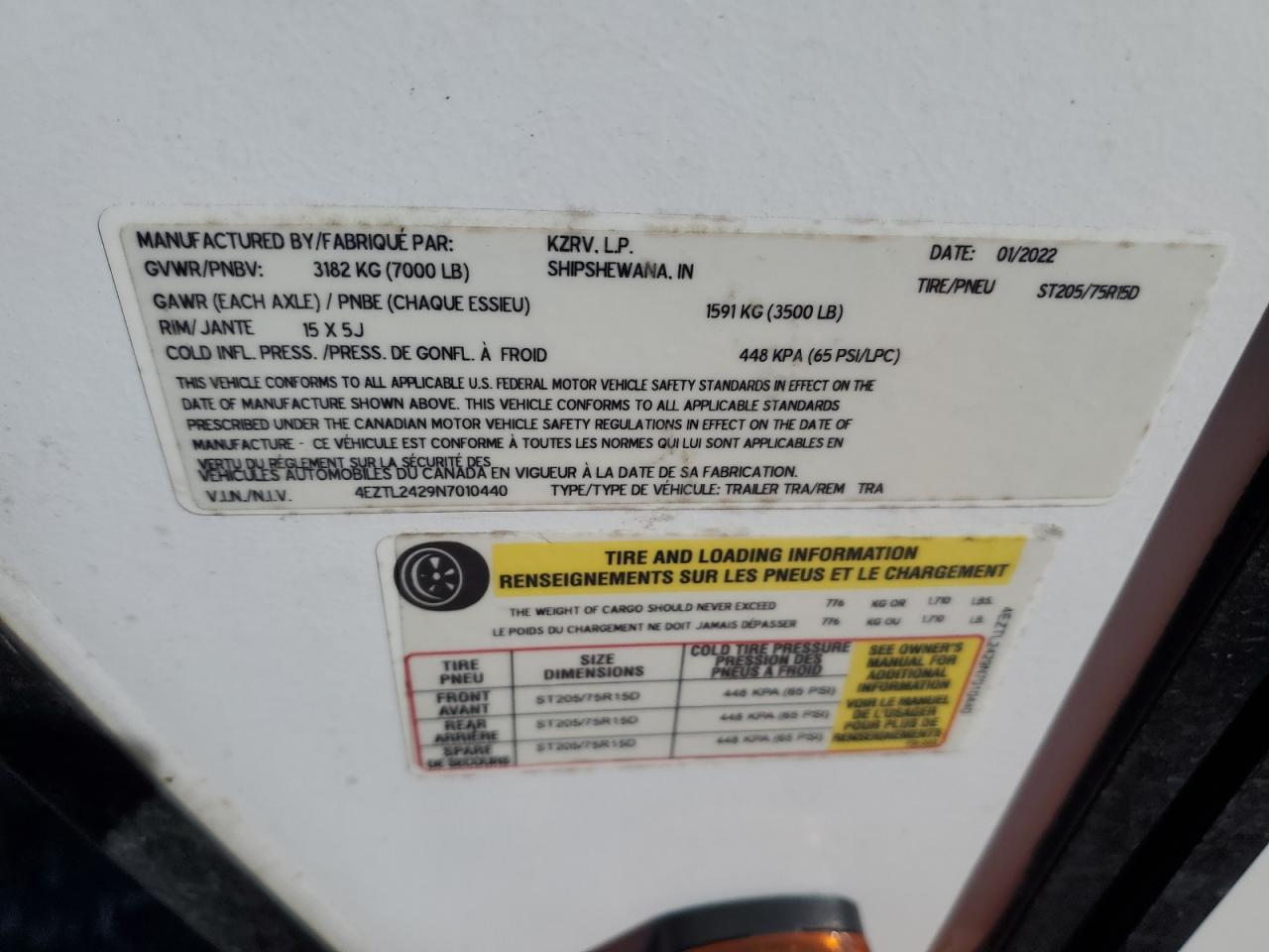 Lot #3271675348 2022 KZ SPREE