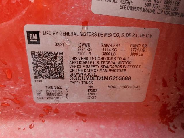 2021 CHEVROLET SILVERADO - 3GCUYDED1MG255688