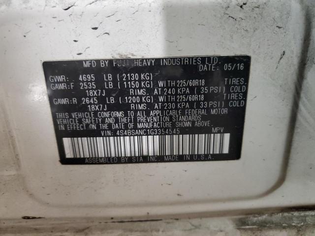 2016 SUBARU OUTBACK 2. 4S4BSANC1G3354545