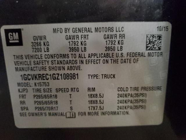 2016 CHEVROLET SILVERADO - 1GCVKREC1GZ108981