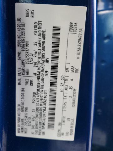 2018 FORD ESCAPE S - 1FMCU0F76JUB21031