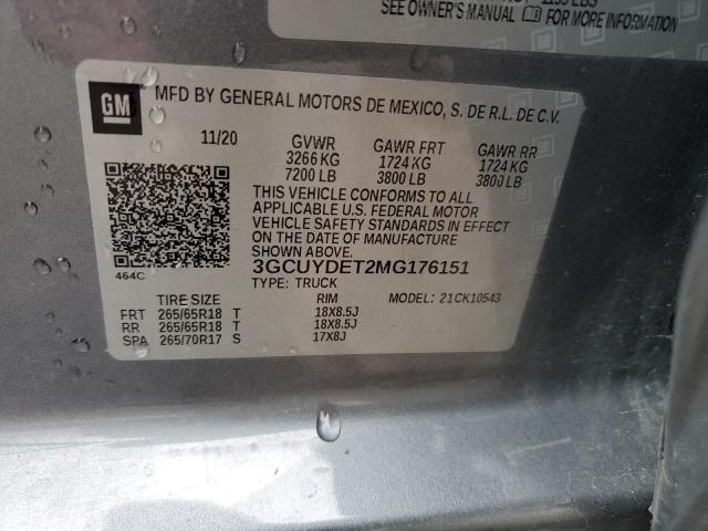 2021 CHEVROLET SILVERADO - 3GCUYDET2MG176151