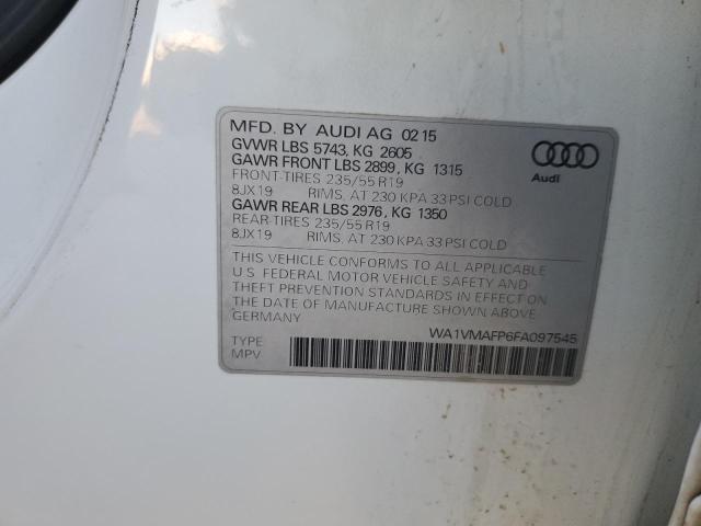 2015 AUDI Q5 TDI PRE WA1VMAFP6FA097545