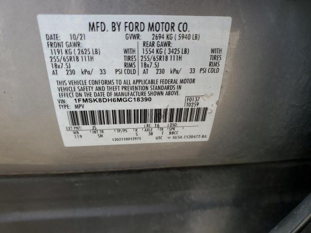 2021 FORD EXPLORER X - 1FMSK8DH6MGC18390