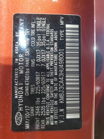 2017 HYUNDAI TUCSON LIM KM8J3CA43HU498001