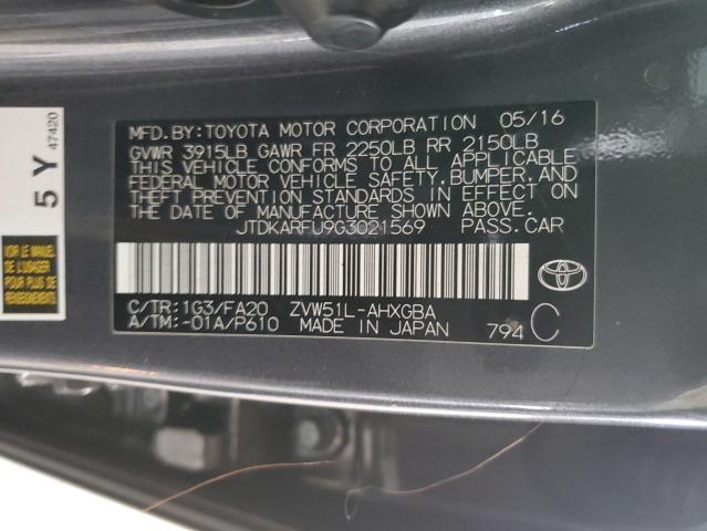2016 TOYOTA PRIUS JTDKARFU9G3021569