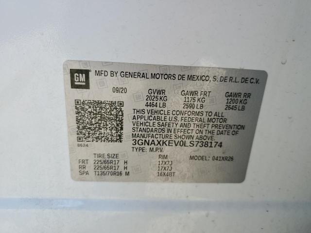 2020 CHEVROLET EQUINOX LT - 3GNAXKEV0LS738174