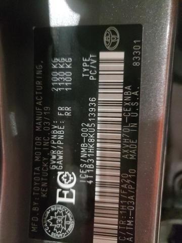 2019 TOYOTA CAMRY LE 4T1B31HK8KU513936