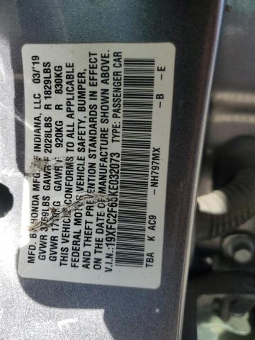 2019 HONDA CIVIC LX - 19XFC2F65KE032073