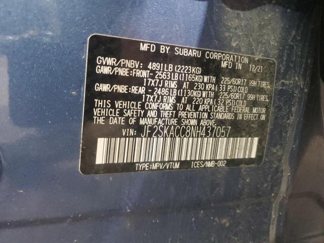 2022 SUBARU FORESTER JF2SKACC8NH437057