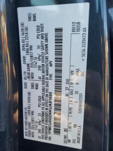 2019 FORD ESCAPE SE - 1FMCU0GD6KUA91695