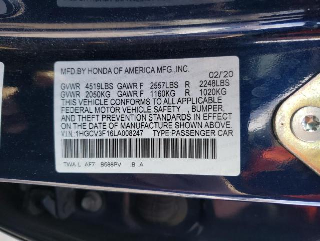 2020 HONDA ACCORD HYB - 1HGCV3F16LA008247