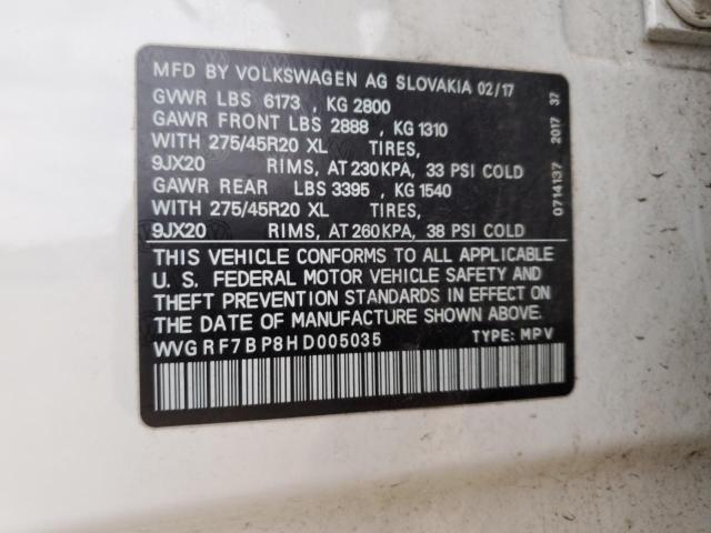 2017 VOLKSWAGEN TOUAREG WO WVGRF7BP8HD005035