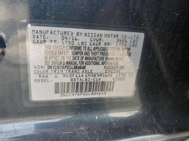 VIN 3N1CN7AP0GL884640 2016 NISSAN VERSA no.12