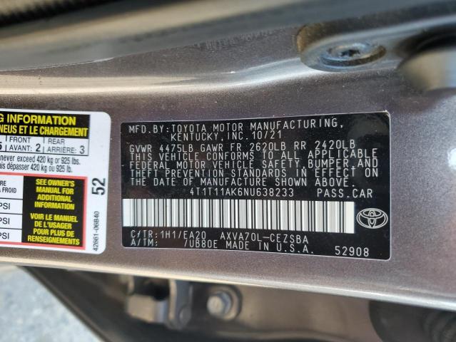 2022 TOYOTA CAMRY SE 4T1T11AK6NU638233