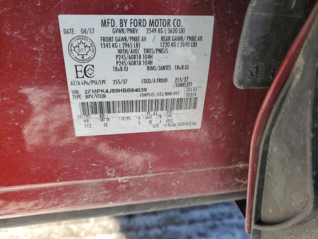 2017 FORD EDGE SEL - 2FMPK4J89HBB84039