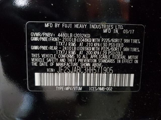 2017 SUBARU FORESTER 2 JF2SJABC3HH571905