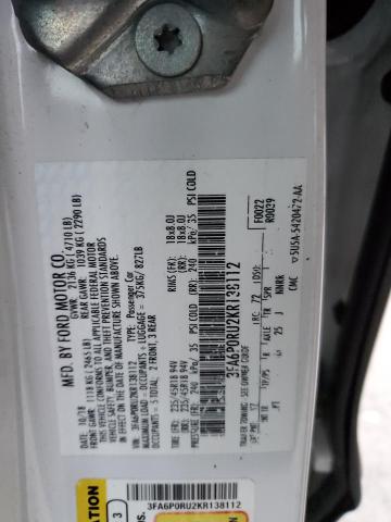 2019 FORD FUSION TIT - 3FA6P0RU2KR138112