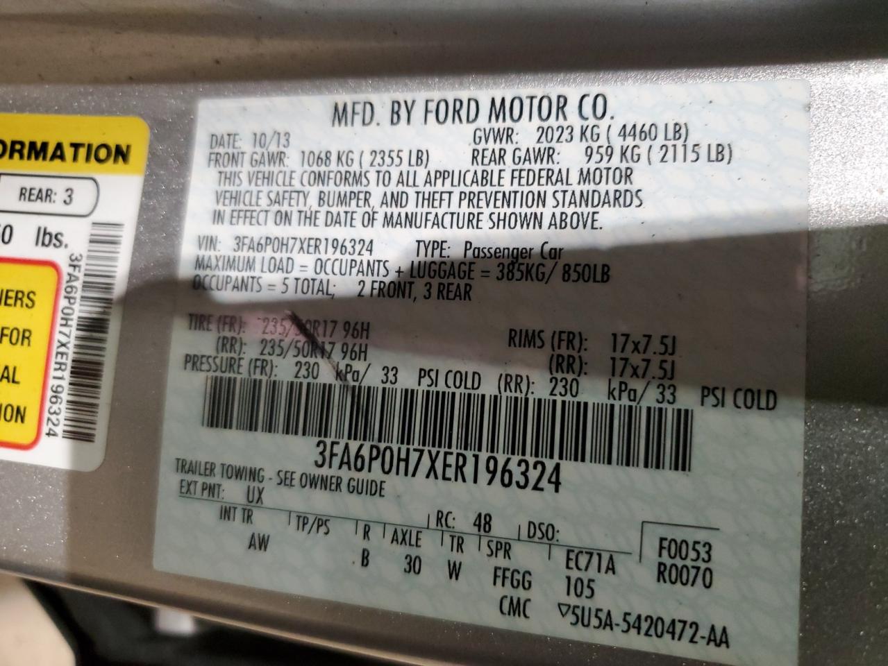 Lot #3044451756 2014 FORD FUSION SE