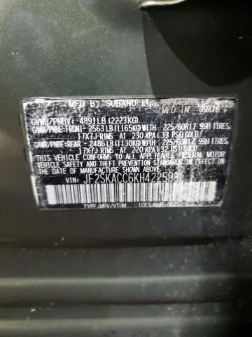 2019 SUBARU FORESTER JF2SKACC6KH422598