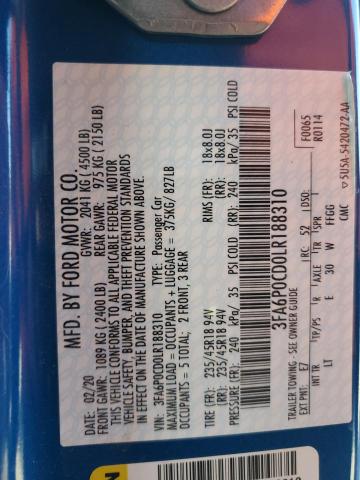 2020 FORD FUSION SEL - 3FA6P0CD0LR188310
