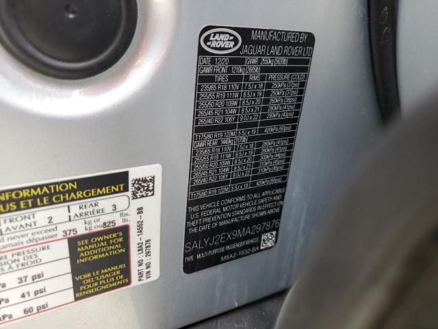 2021 LAND ROVER RANGE ROVE SALYJ2EX9MA297876