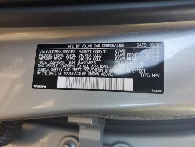 2018 VOLVO XC60 T5 MO YV4102RK4J1090153