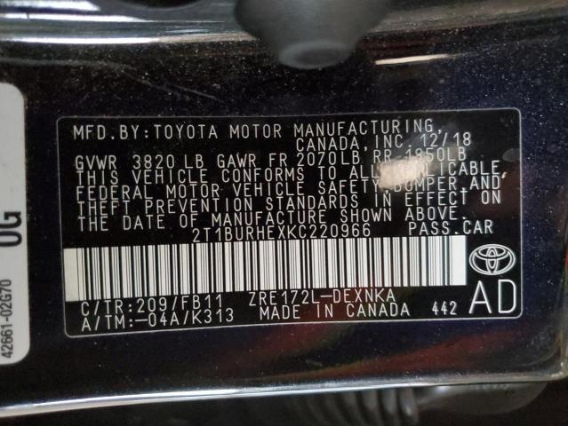 2019 TOYOTA COROLLA L - 2T1BURHEXKC220966