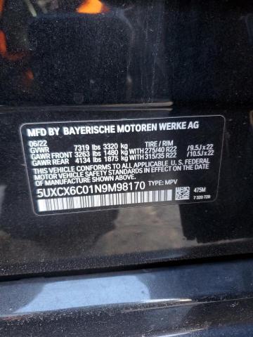 2022 BMW X7 M50I 5UXCX6C01N9M98170