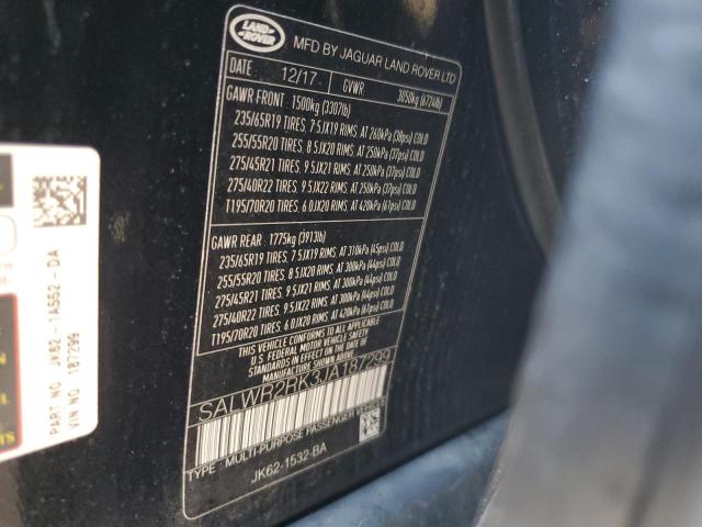 2018 LAND ROVER RANGE ROVE - SALWR2RK3JA187299
