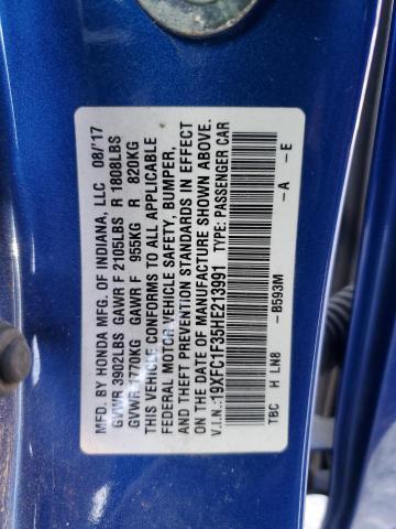 2017 HONDA CIVIC EX - 19XFC1F35HE213991