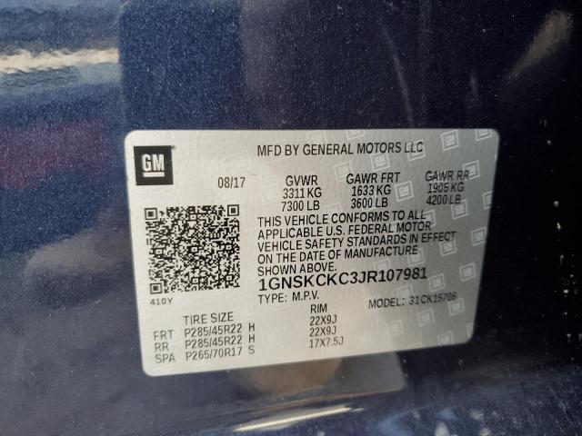 2018 CHEVROLET TAHOE K150 - 1GNSKCKC3JR107981