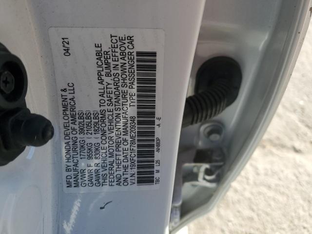 2021 HONDA CIVIC EXL 19XFC1F78ME209348