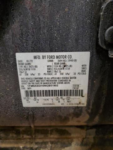 1FMSK8DH5NGB51802 2022 FORD EXPLORER