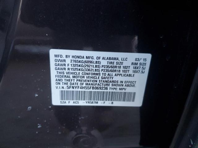 2015 HONDA PILOT EXL 5FNYF4H55FB069236