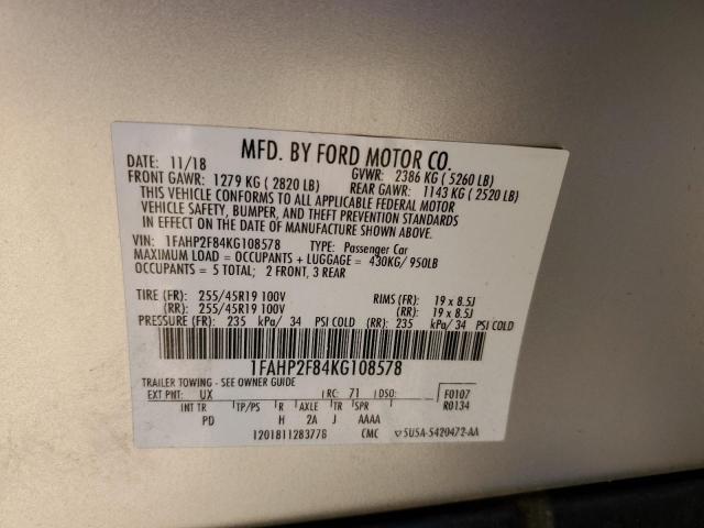 2019 FORD TAURUS LIM 1FAHP2F84KG108578