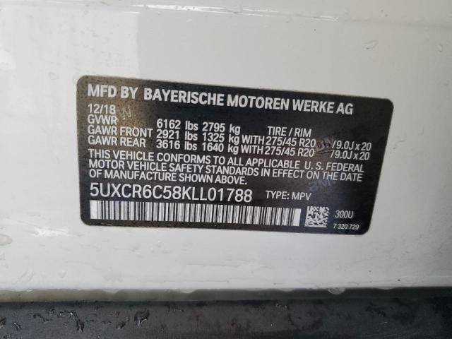 2019 BMW X5 XDRIVE4 5UXCR6C58KLL01788