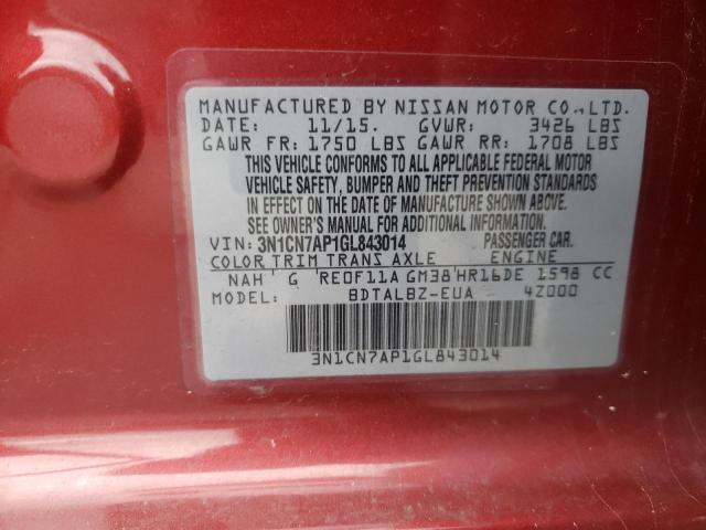 2016 NISSAN VERSA S - 3N1CN7AP1GL843014