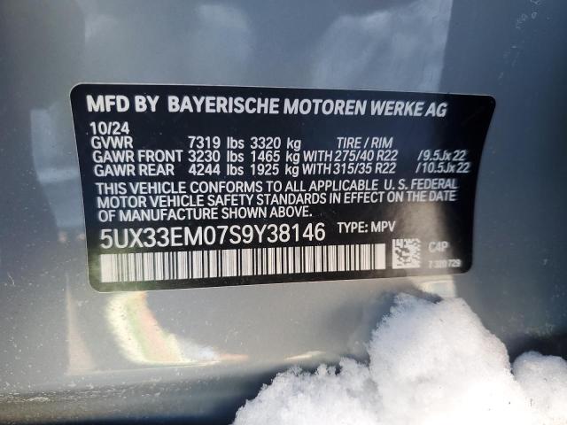 2025 BMW X7 M60I 5UX33EM07S9Y38146