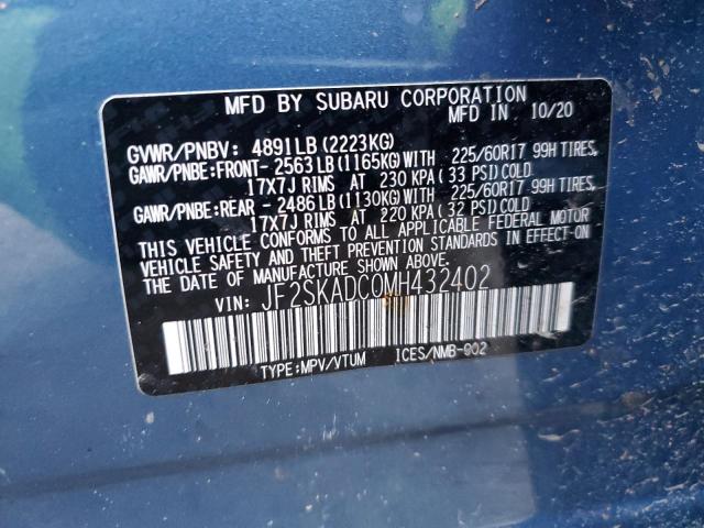 2021 SUBARU FORESTER JF2SKADC0MH432402