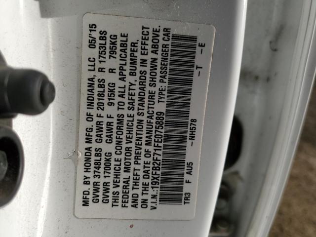 2015 HONDA CIVIC SE 19XFB2F71FE075889