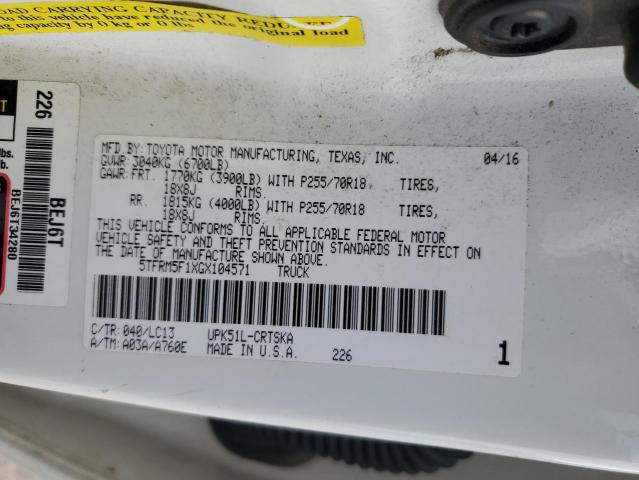 2016 TOYOTA TUNDRA DOU - 5TFRM5F1XGX104571